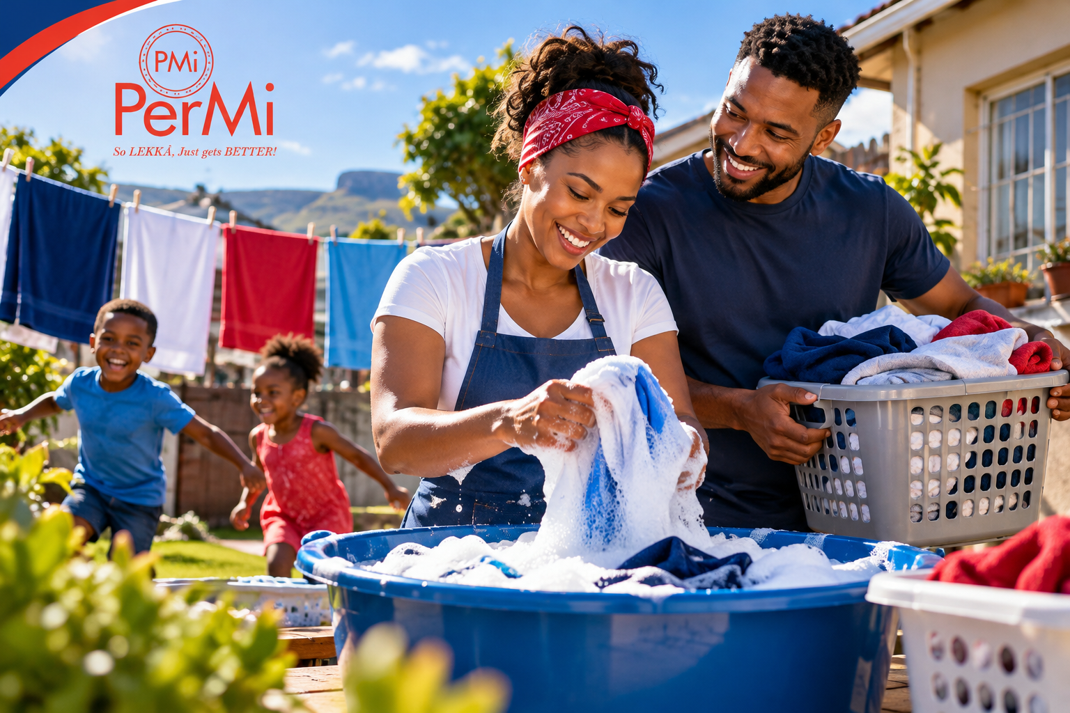 South African family enjoying everyday household care with Permi.